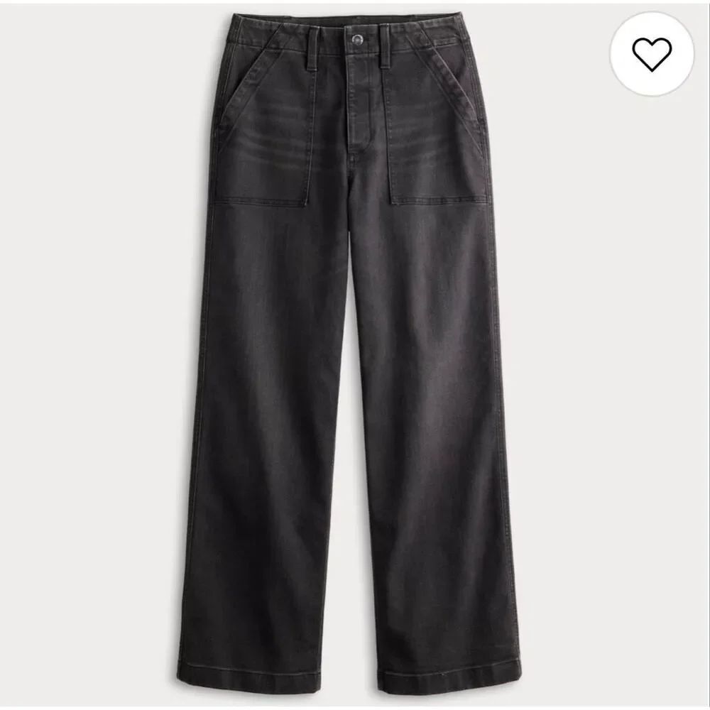 Sonoma high rise utility black wash straight crop Jean 8 petite